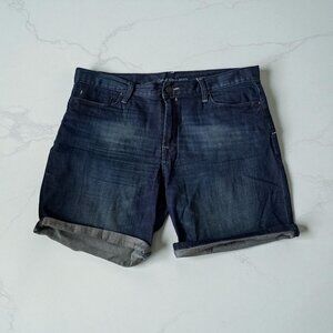 CALVIN KLEIN JEANS Dark Wash Stretch Cuffed Shorts Size 31